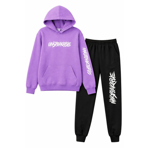 Unspeakable Hoodie & Jogger Set Purple Black Size 16 Youth - Picture 13 of 13